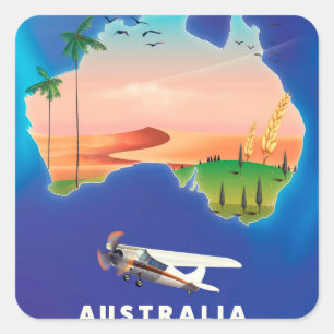 Sticker Carré Affiche de voyage pour les vacances en Australie