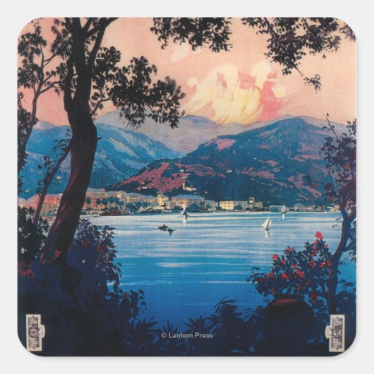 Sticker Carré Affiche de voyage Riviera italienne (Devant)