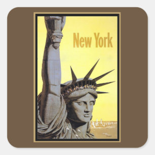 Sticker Carré affiche de voyage statue de la liberté New York
