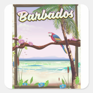 Sticker Carré Affiche de voyage sur le paysage du perroquet de l