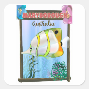 Sticker Carré Affiche de voyage tropical de Maryborough Australi