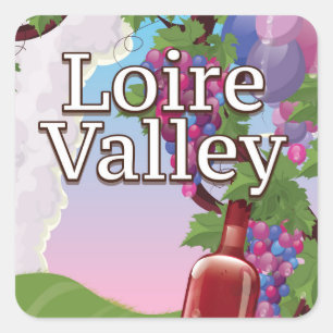 Sticker Carré affiche de voyage vin vallée de la loire