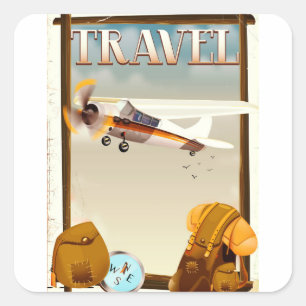 Sticker Carré Affiche de voyage vintage