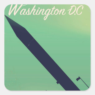 Sticker Carré Affiche de voyage vintage de Washington D.C