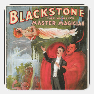 Sticker Carré Affiche Magique Vintage, Grand Magicien Blackstone