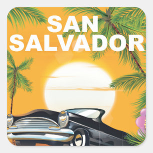 Sticker Carré Affiche vintage de voyage de San Salvador