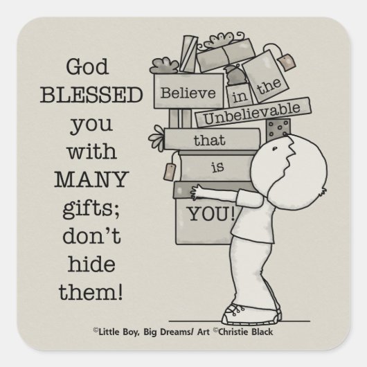 Sticker Carré Afficher vos cadeaux (Devant)