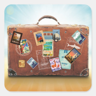 Sticker Carré Affiches de voyage vintage