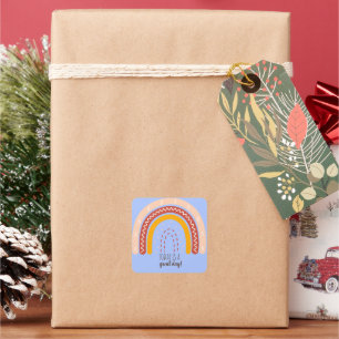 STICKER CARRÉ AFFIRMATION BLEUE PASTEL CITE BOHO RAINBOW METAL