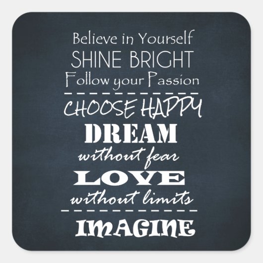 Sticker Carré Affirmations de devis motivationnelles (Devant)