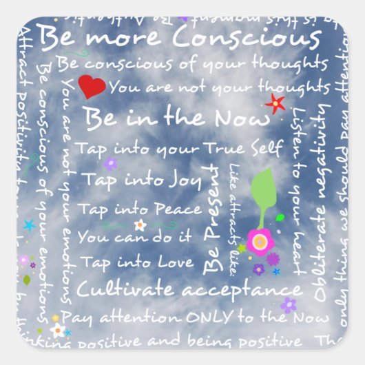 Sticker Carré Affirmations spirituelles positives (Devant)