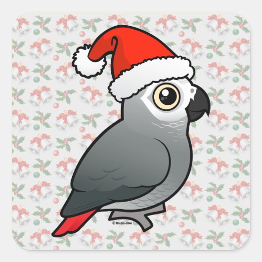 Sticker Carré African Grey Père Noël (Devant)