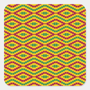 Sticker Carré African Kente, Happy Kwanzaa