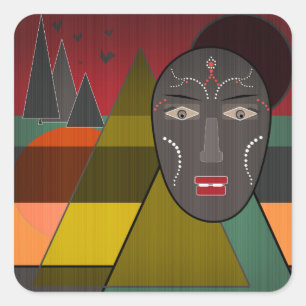 Sticker Carré African mask