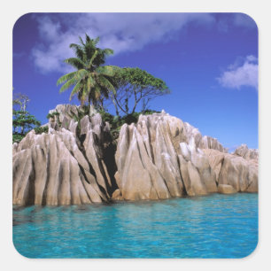 Sticker Carré Afrique, Seychelles, île de La Digue. Granite