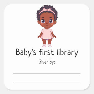 Sticker Carré Afro baby girl - Première bibliothèque de bébé