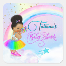 Afro Puff Baby Girl Pastel Rainbow Baby shower