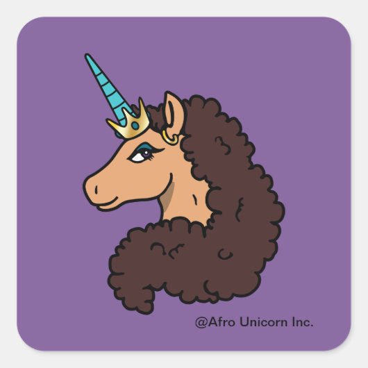 Sticker Carré Afro Unicorn | Divin (Devant)