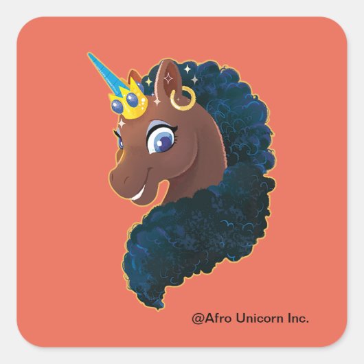 Sticker Carré Afro Unicorn | Magique (Devant)