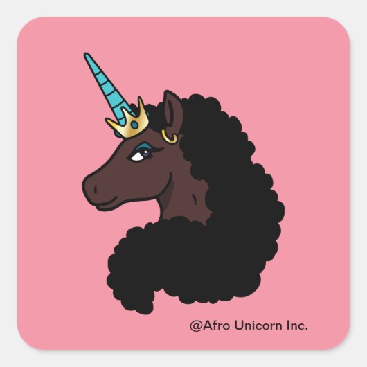 Sticker Carré Afro Unicorn | Magique (Devant)