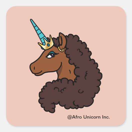 Sticker Carré Afro Unicorn | Unique (Devant)