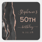 Sticker Carré Agate Black Rose Gold Dark 50e anniversaire (Devant)