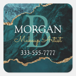 Sticker Carré Agate BlkGold turquoise do-it-yourself Nom Monogra