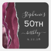 Sticker Carré Agate Bourgogne Argent foncé 50e anniversaire (Devant)