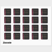 Sticker Carré Agate Burgundy Gold Script Mariage foncé (Feuille)