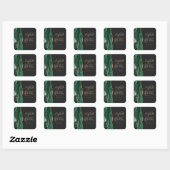 Sticker Carré Agate Geode Script Emerald Green Gold Dark Mariage (Feuille)