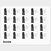 Sticker Carré Agate Geode Script Mariage noir argent (Feuille)