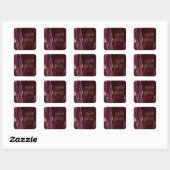 Sticker Carré Agate Géode Script Mariage Or Bourgogne (Feuille)