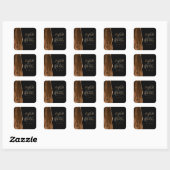 Sticker Carré Agate Geode Script Mocha Brown Gold Black Mariage (Feuille)