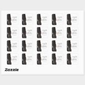 Sticker Carré Agate Geode Script Rose noir Mariage or (Feuille)