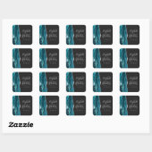 Sticker Carré Agate Geode Script Turquoise Silver Dark Mariage (Feuille)
