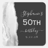 Sticker Carré Agate gris blanc argent foncé 50e anniversaire (Devant)