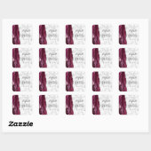 Sticker Carré Agate Marbre Bourgogne Argent Mariage Script (Feuille)