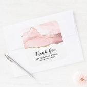 Sticker Carré Agate rose vierge avec Gold Ribbon Merci (Enveloppe)