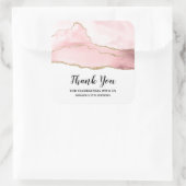 Sticker Carré Agate rose vierge avec Gold Ribbon Merci (Sac)
