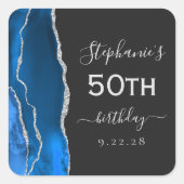 Sticker Carré Agate Royal Blue Silver Dark 50e anniversaire (Devant)