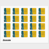 Sticker Carré Agate Script Turquoise or moutarde Jaune Mariage (Feuille)
