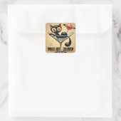 Sticker Carré Âge atomique Futuriste de l'espace Noir Cat Martin (Sac)