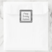 Sticker Carré Âge subtil - Bande noire/blanche Joyeux anniversai (Sac)