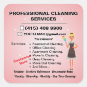 Sticker Carré Agent de nettoyage de la maison (Devant)