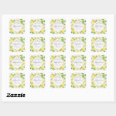 Sticker Carré agrumes citron fleur baby shower monogramme (Feuille)