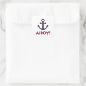 Sticker Carré AHOY ! Bouée + Design Ancre Rouge+Bleu (Sac)