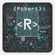 Ai - Technologie - Monogramme de codage - Lettre R