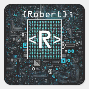 Sticker Carré Ai - Technologie - Monogramme de codage - Lettre R