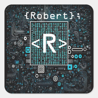 Sticker Carré Ai - Technologie - Monogramme de codage - Lettre R