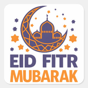 Sticker Carré Aïd el-Fitr Moubarak Joyeux Aïd el-Fitr Hommes mus